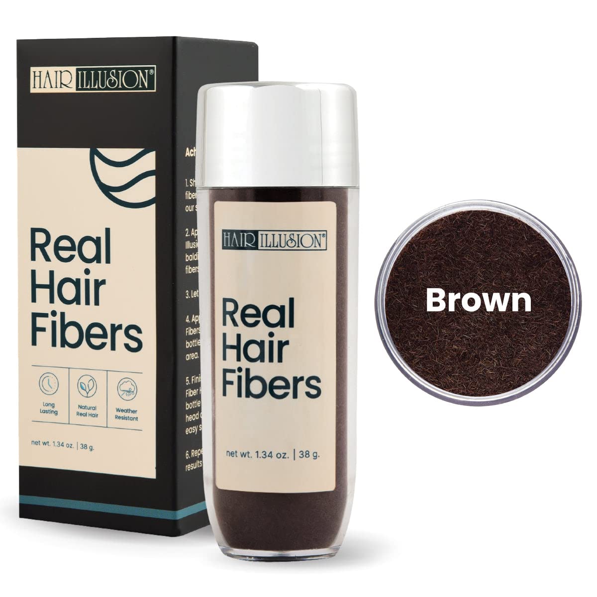 Hair Illusion fiber hold spray bottle locks fibers in place for durable hold