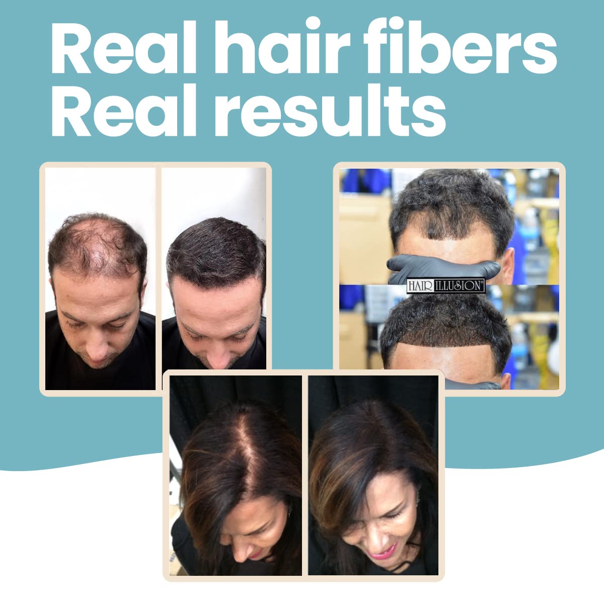 Hair Illusion fuller look closeup demonstrates natural blend with hair.