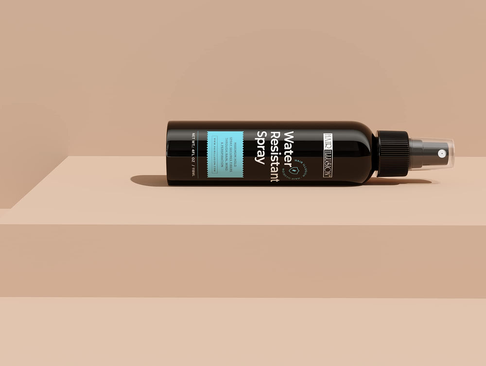 Hair Illusion running water test demonstrates spray resilience against immersion.