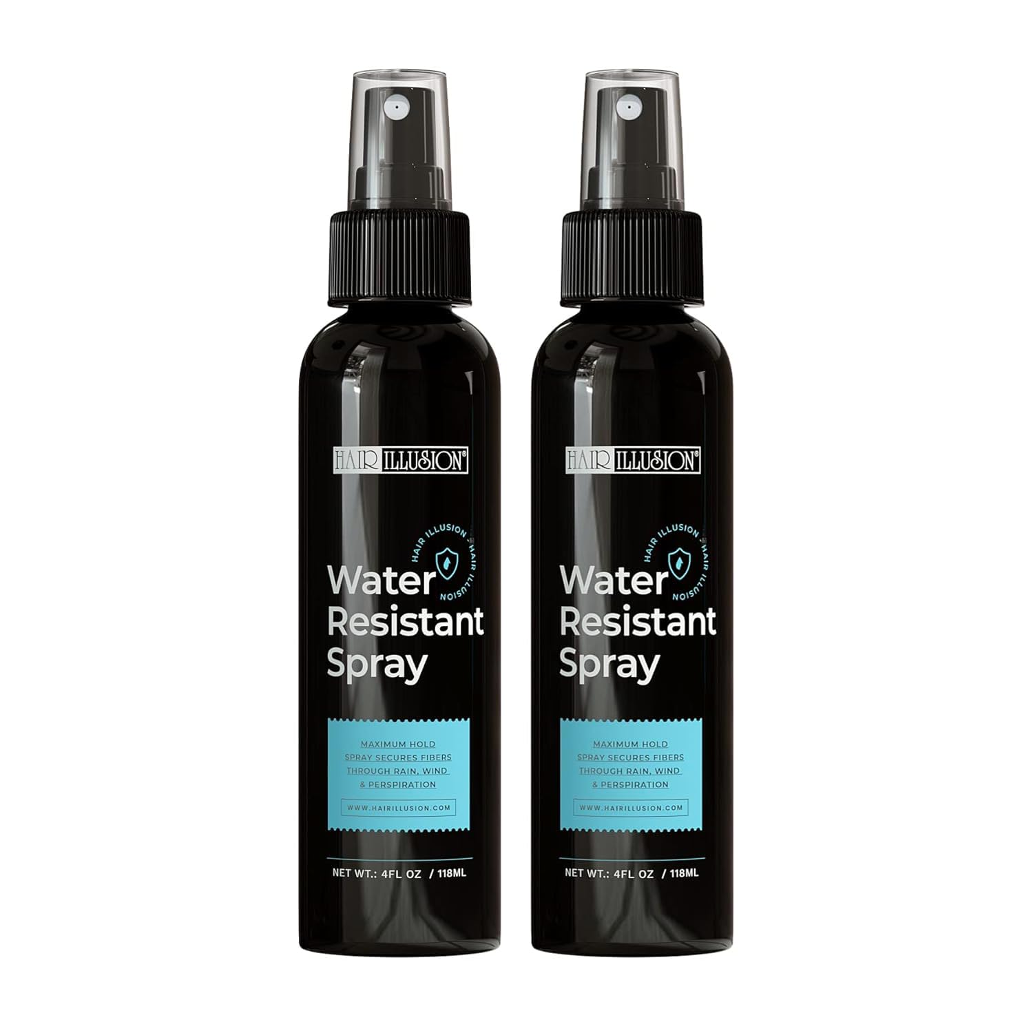 Hair Illusion water-resistant spray bottle used for daily moisture defense.