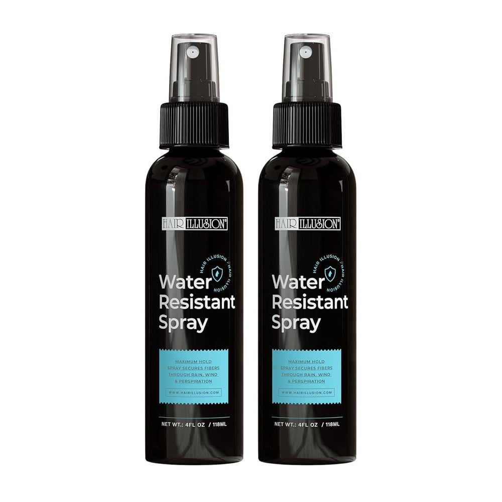 Hair Illusion water-resistant spray bottle used for daily moisture defense.