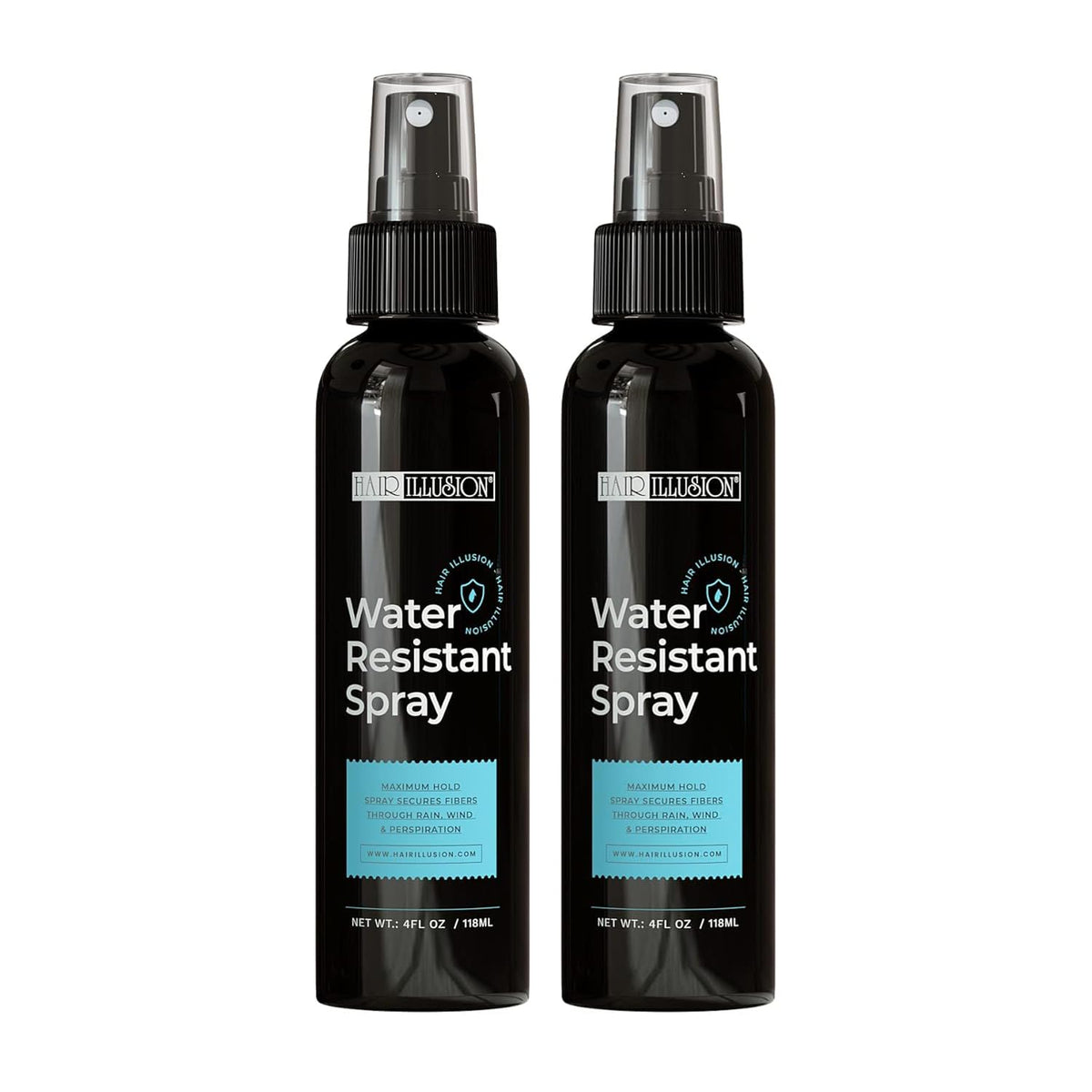 Hair Illusion water-resistant spray bottle used for daily moisture defense.