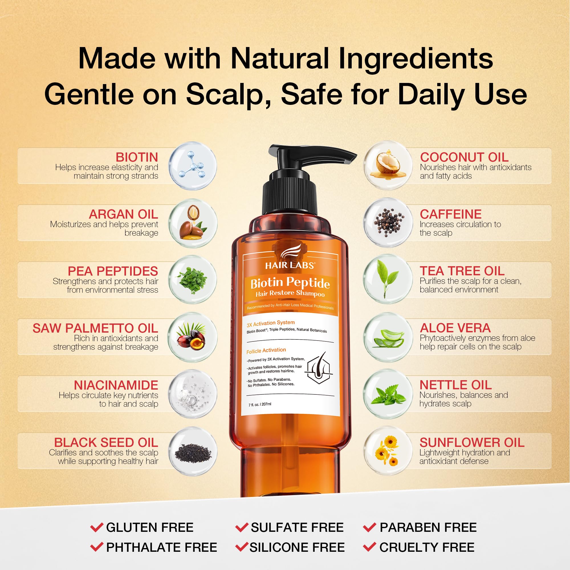 Hair Labs Biotin Peptide Hair Restore Shampoo ideal for women seeking volume and vitality