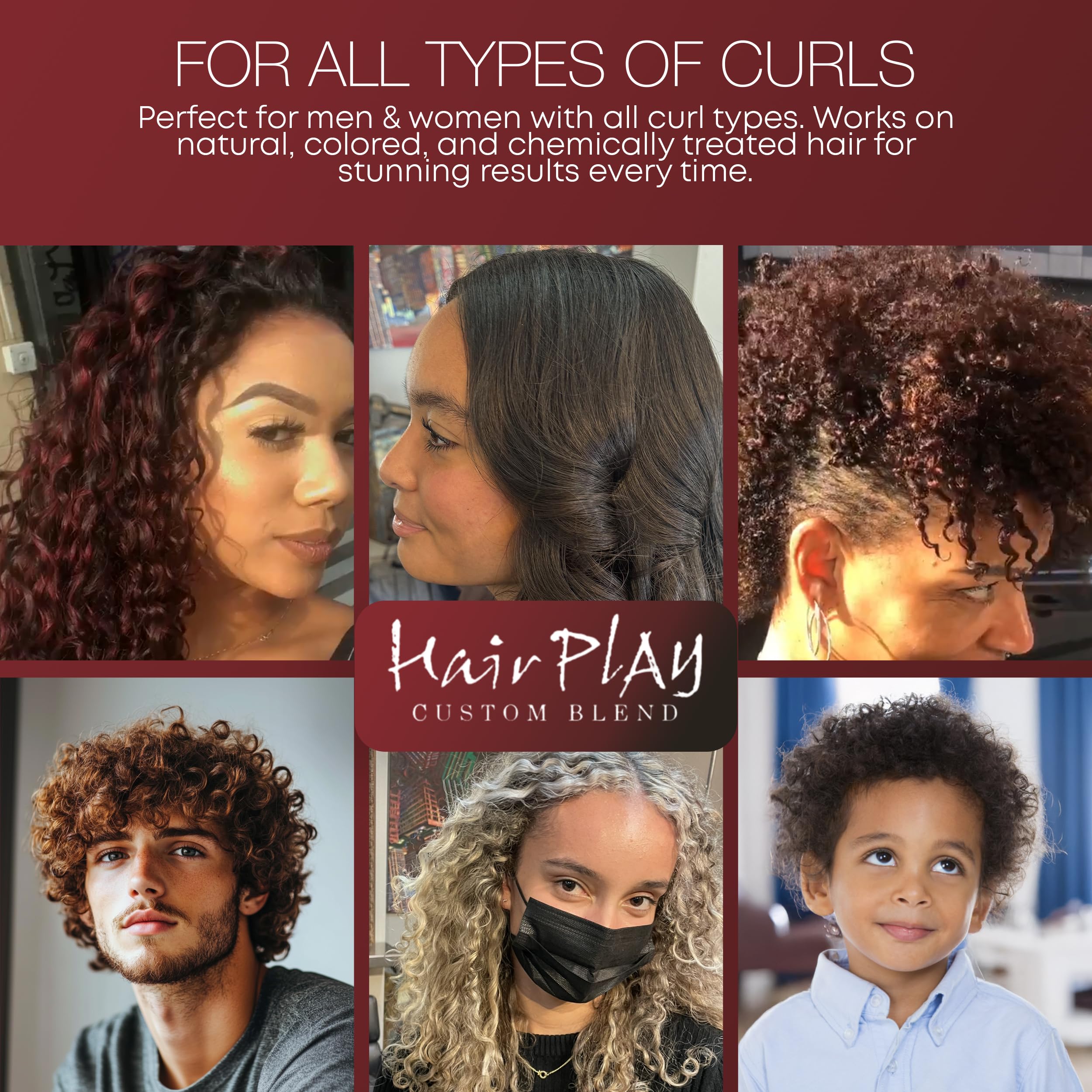 Hair Play professional-at-home styling vibe bottle suggests salon-quality results