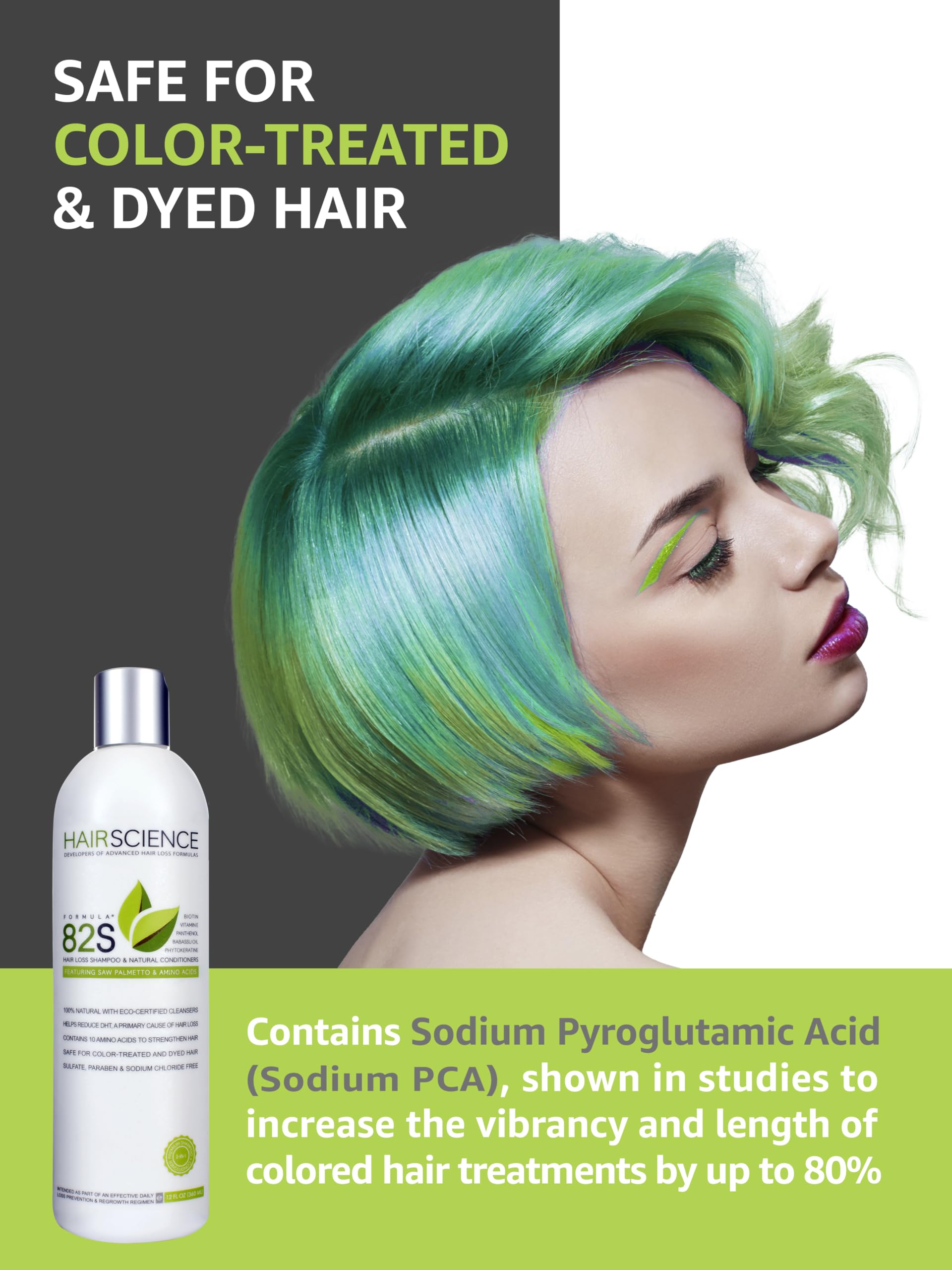 Hair Science Formula 82S daily-use bottle supports a consistent hair care routine