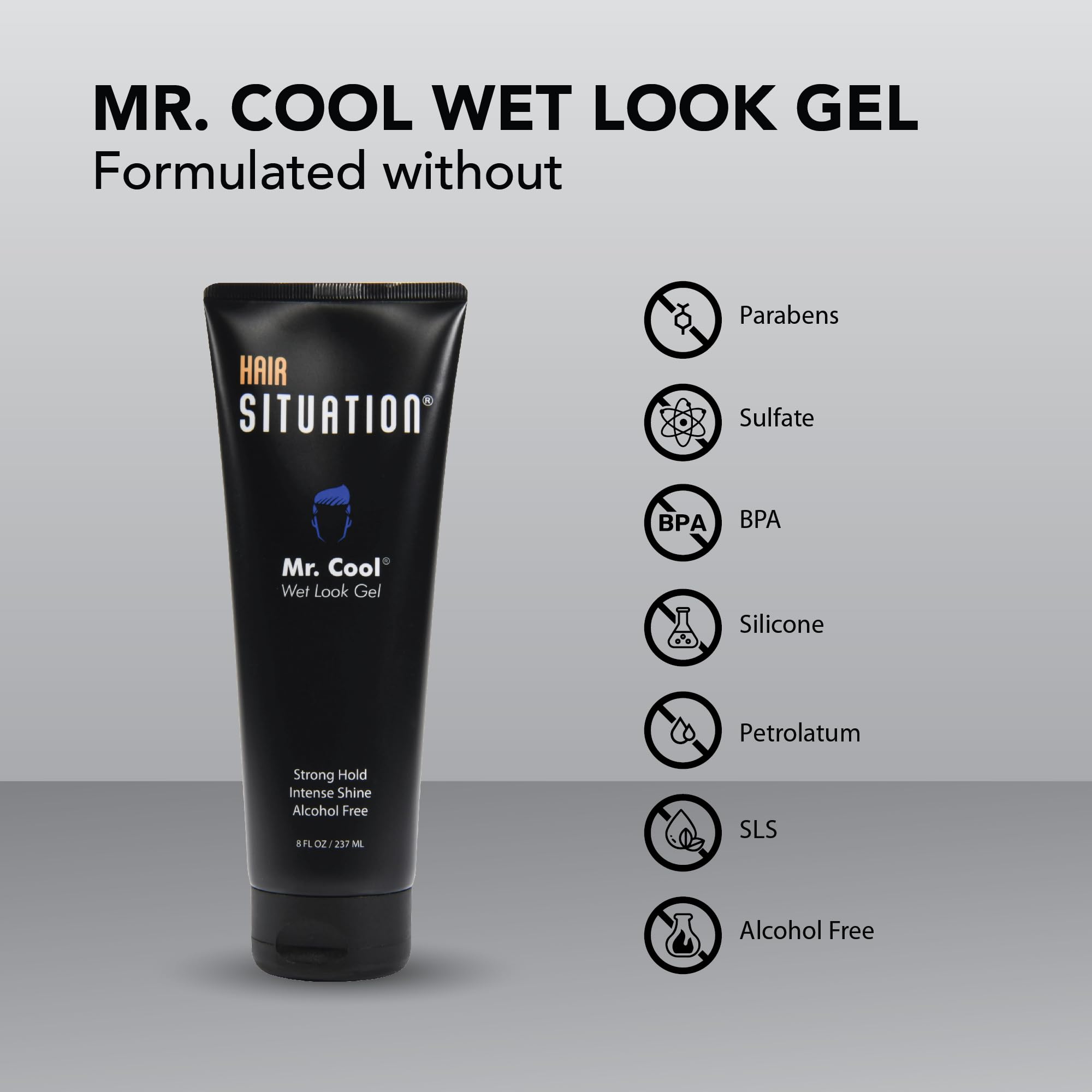 Hair Situation Mr. Cool Wet Look Gel application for quick style boost.