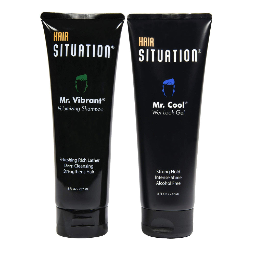 Hair Situation Mr. Cool Wet Look Gel bottle with strong hold and high shine.