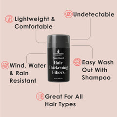 Hair Thickness Maximizer fills bald spots with natural-looking fibers for fuller appearance.