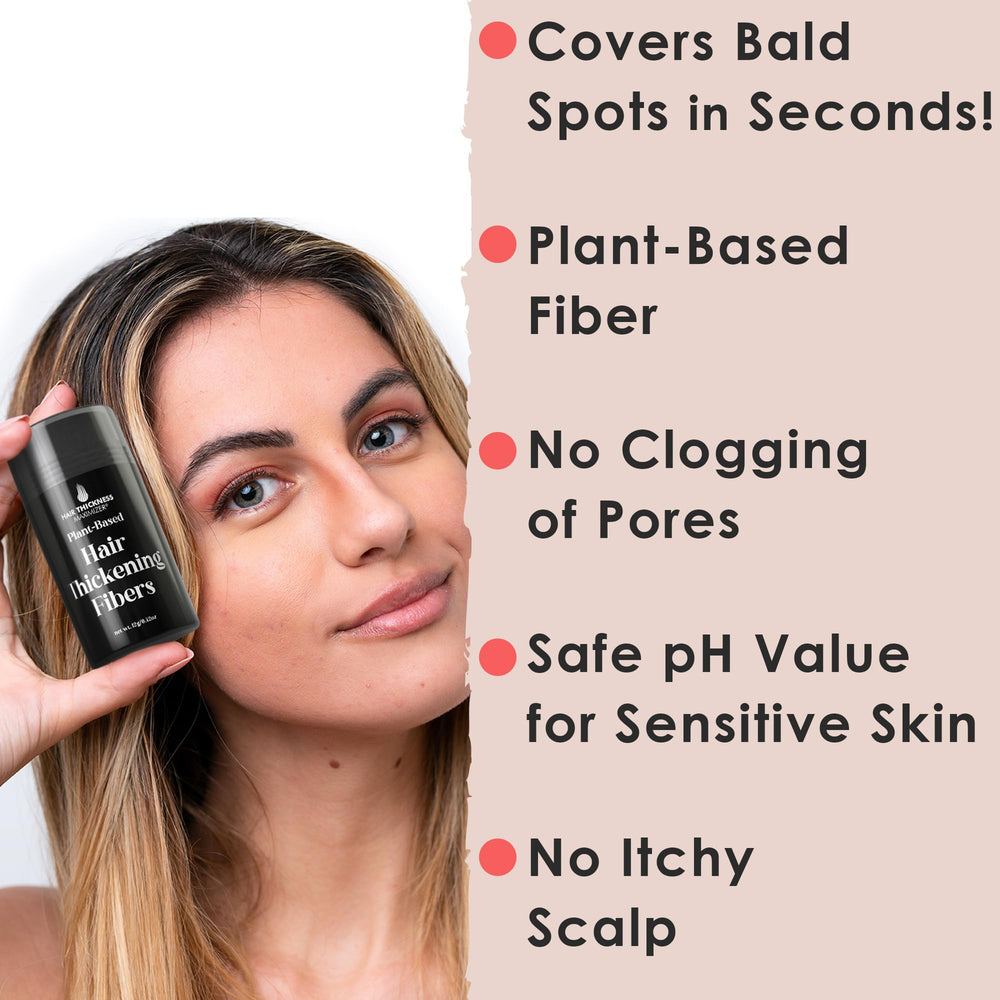 Hair Thickness Maximizer black fibers blend naturally for fuller look