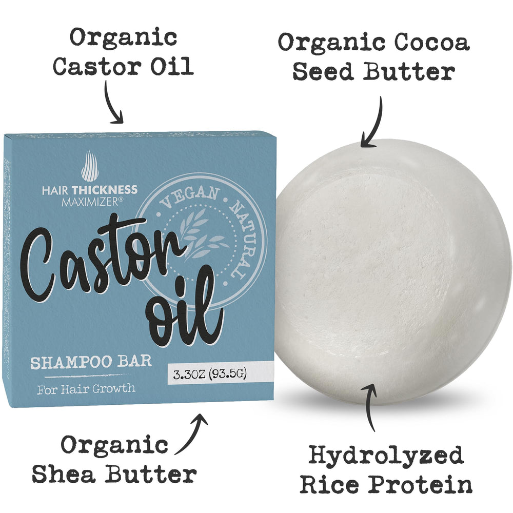 Closeup of Hair Thickness Maximizer castor oil shampoo bar showing creamy texture