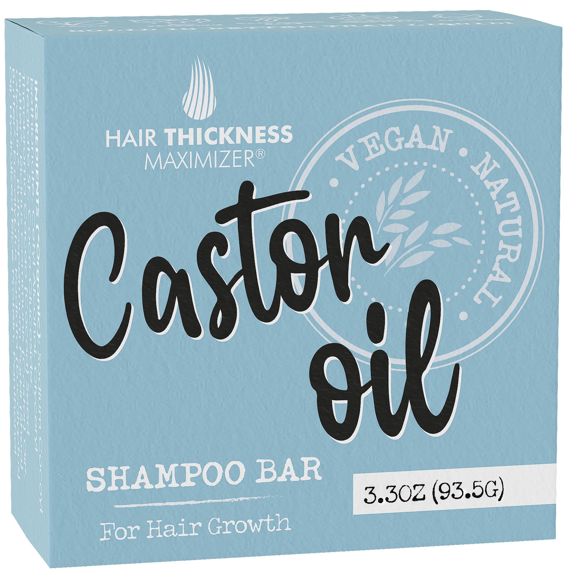 Hair Thickness Maximizer castor oil bar packaging highlights plastic-free design for eco care