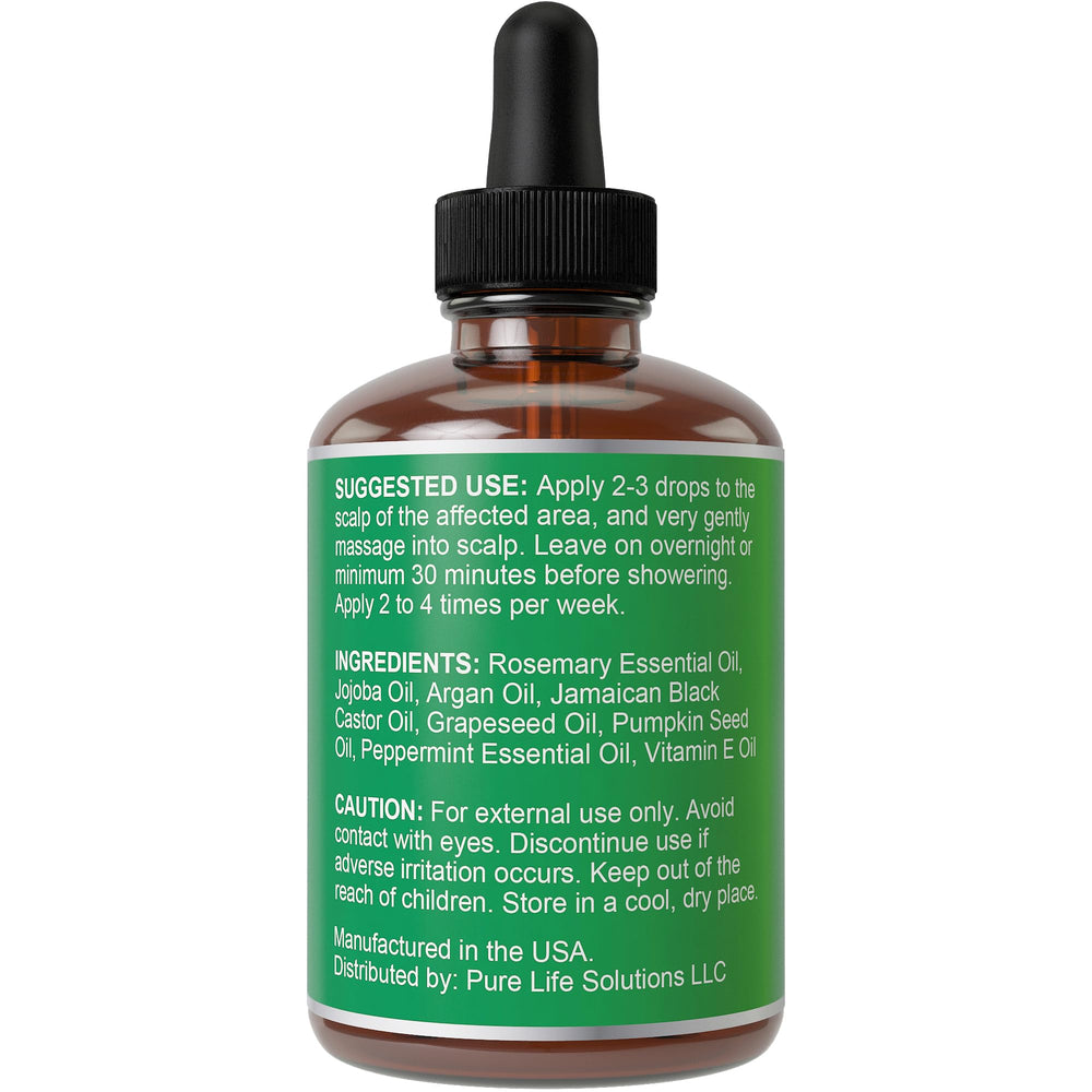 Hair Thickness Maximizer rosemary oil packaging communicates a compact 2oz vegan serum.