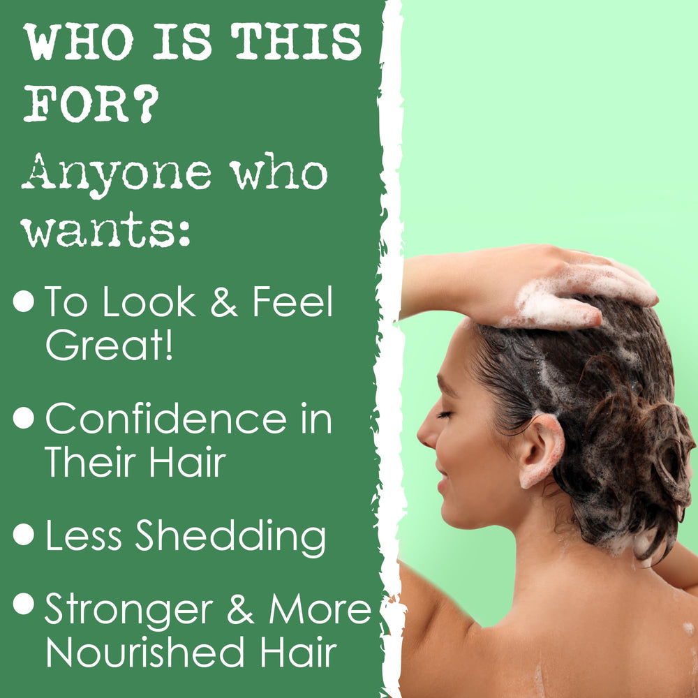 Hair Thickness Maximizer rosemary shampoo bar applied-on-hair nourishes and cleanses with nourishing oils.