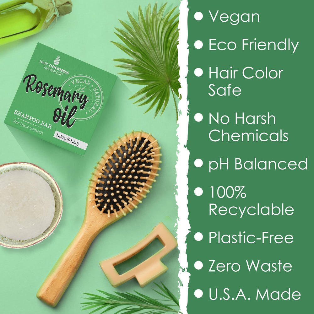 Hair Thickness Maximizer rosemary shampoo bar color-safe formula helps maintain vibrancy during use.
