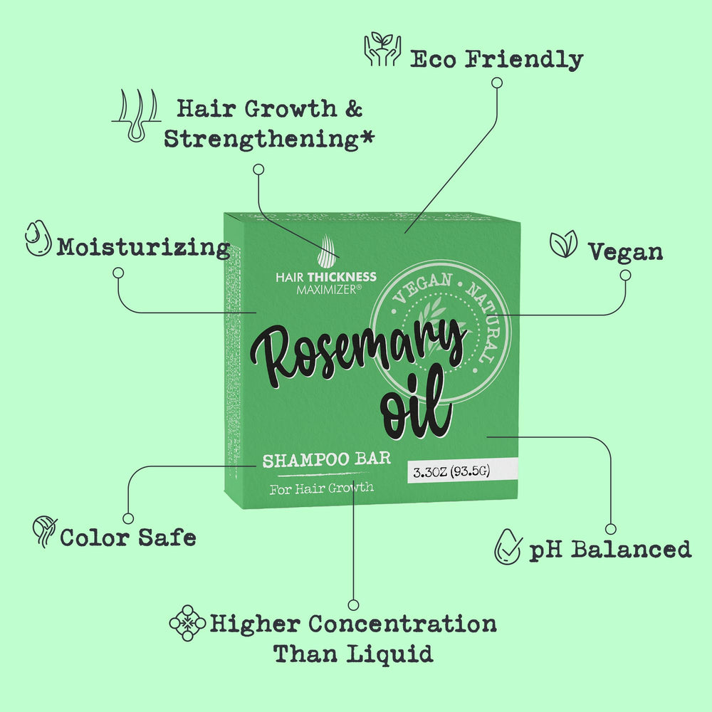 Hair Thickness Maximizer rosemary shampoo bar dry-hair relief helps hydrate textured hair.