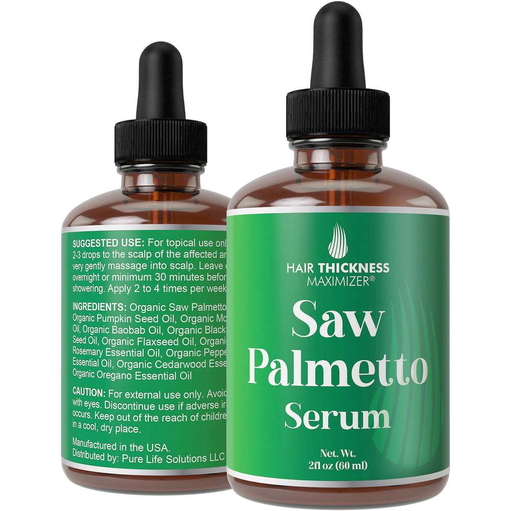 Hair Thickness Maximizer serum bottle with dropper for precise scalp application.