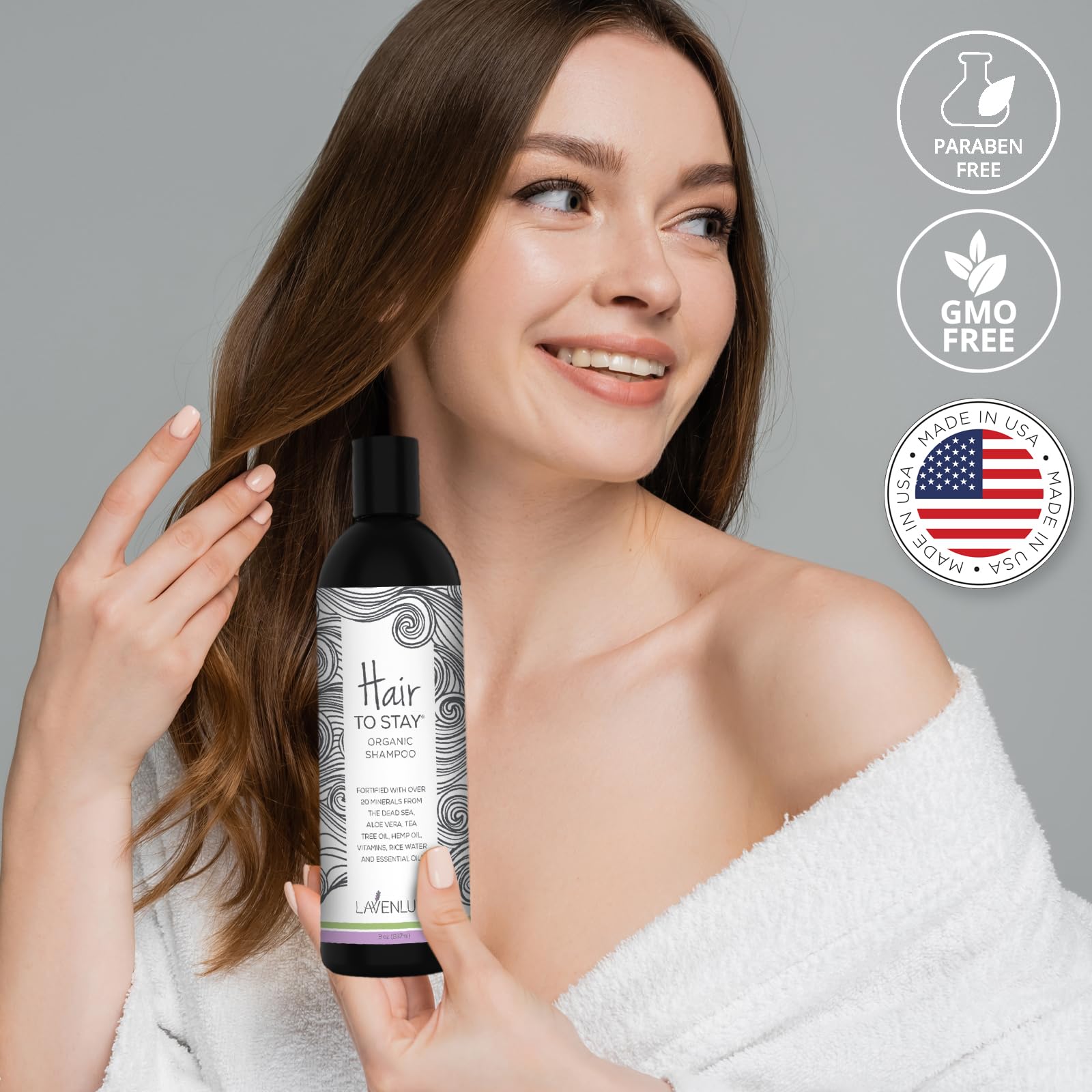 Hair to Stay color-safe formula protects vibrancy while supporting growth
