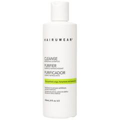 Hair U Wear cleansing shampoo bottle demonstrates gentle cleaning for synthetic wigs