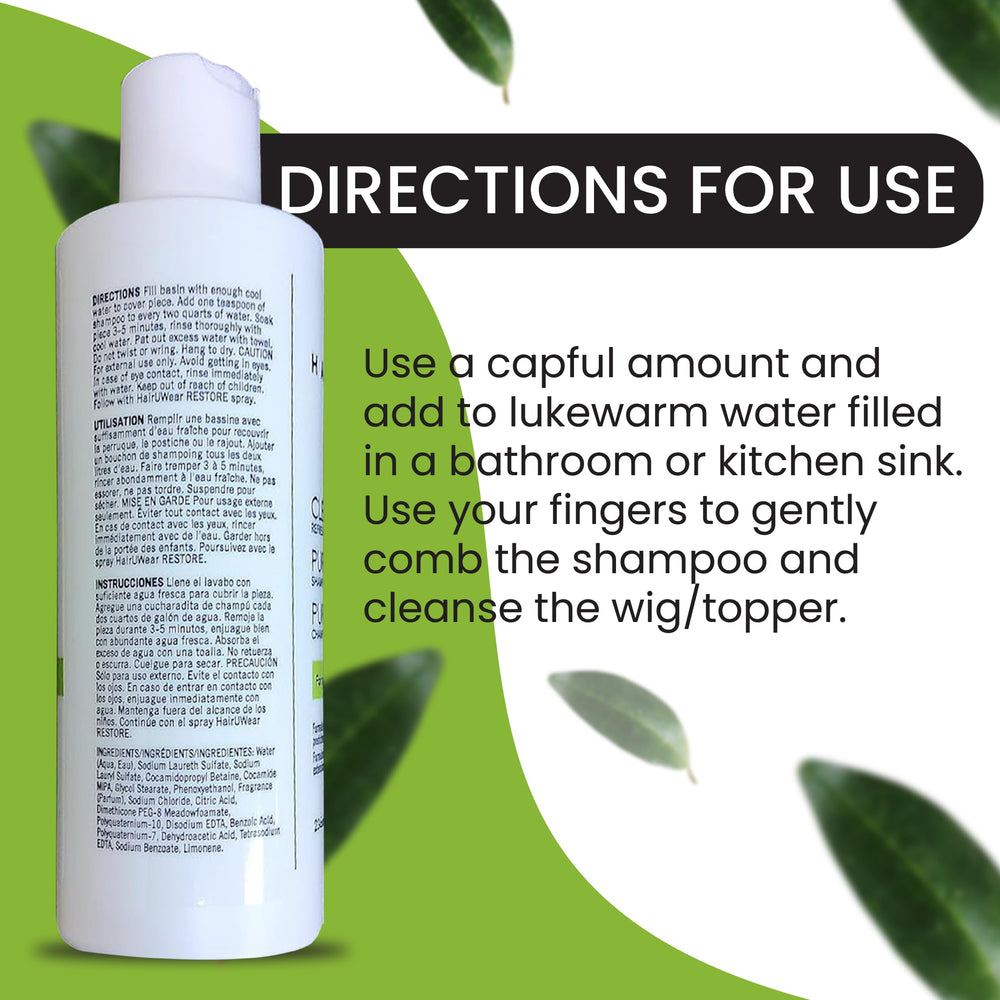 Hair U Wear Wet Line bottle demonstrates salon-quality cleansing at home