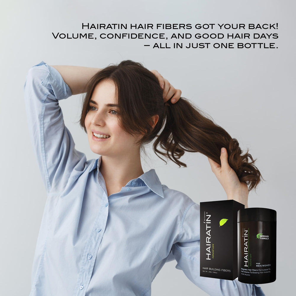 Hairatin delivers instant volume on thinning hair in daylight.