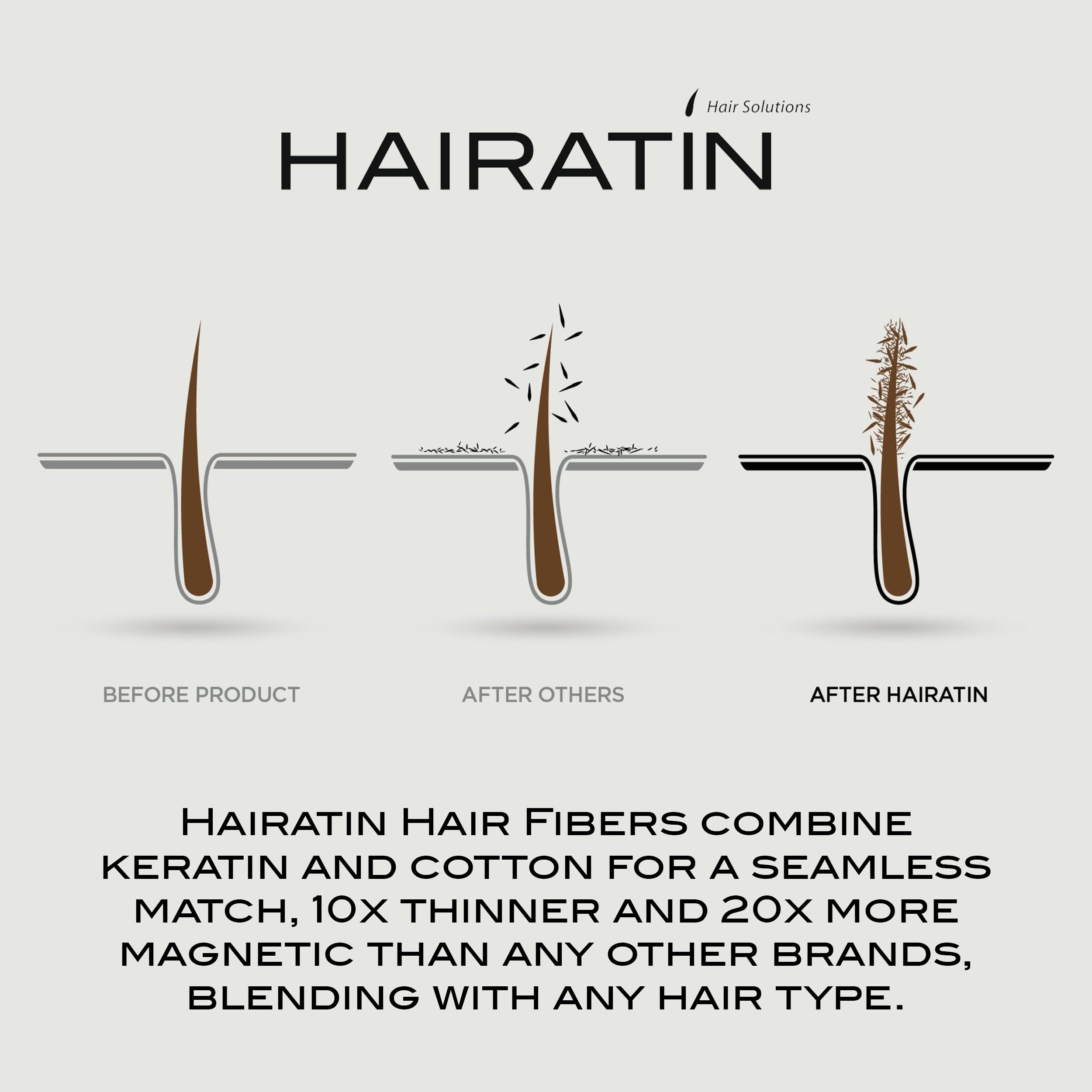 Hairatin fibers being brushed for a seamless blend.