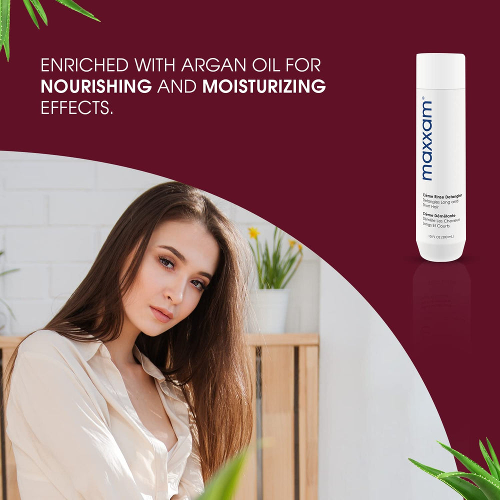 HAIR CLUB Maxxam Crème Démêlant, soin enrichi en huile d'argan pour cheveux souples.