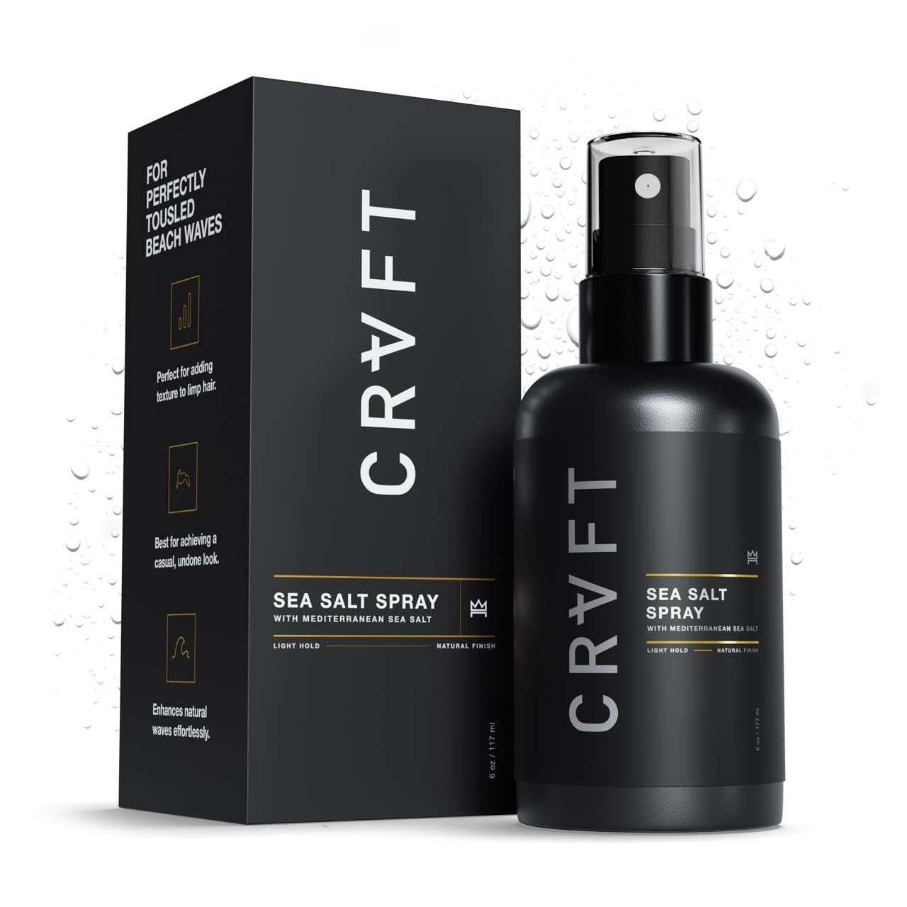 Hair Craft Co. CRVFT Sea Salt Spray bottle for natural texture and subtle volume.