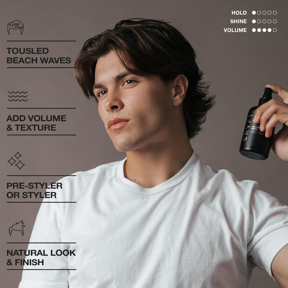 Hair Craft Co. CRVFT Sea Salt Spray natural finish for a relaxed, lived-in look.