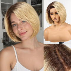 HairCube Ombre Blonde synthetic lace front wig with natural hairline for daily wear