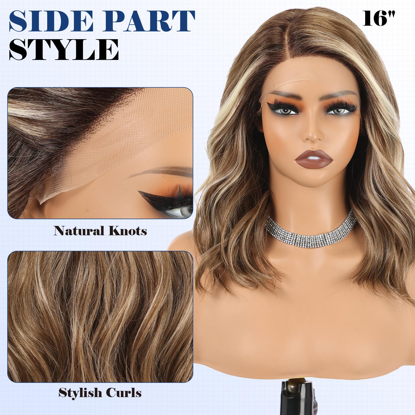 HairCube side-parted glueless wig with adjustable straps and combs for secure daily wear.