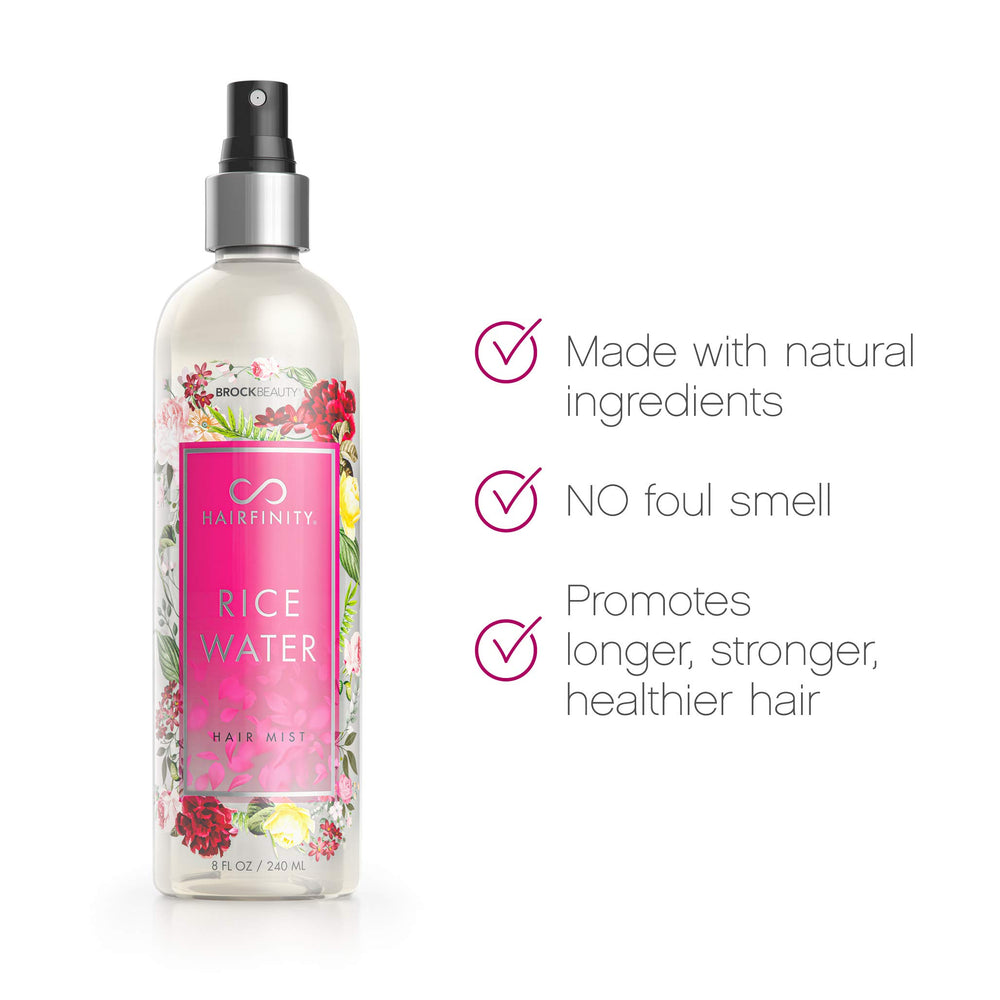 Hairfinity Rice Water Hair Mist pump for easy, precise daily spritz.