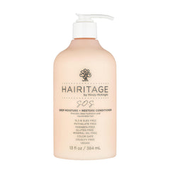 Hairitage Deep Moisture & Restore bottle closeup showing rich hydration for thick hair