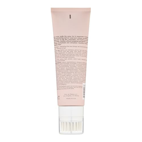 Hairitage Restart Button scrub texture closeup shows exfoliating particles for gentle buildup removal.