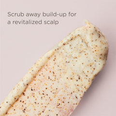 Hairitage Restart Button scrubbing applicator on scalp demonstrates targeted cleansing motion.