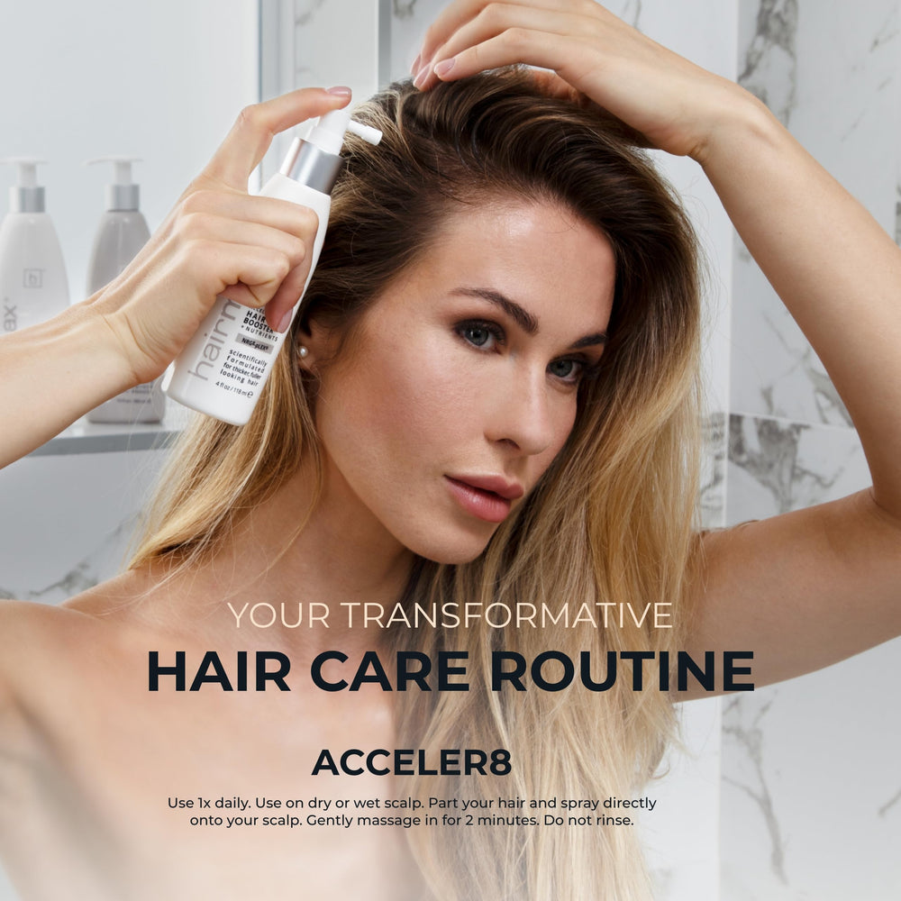 Hairmax Acceler8 booster application shows lift at roots.