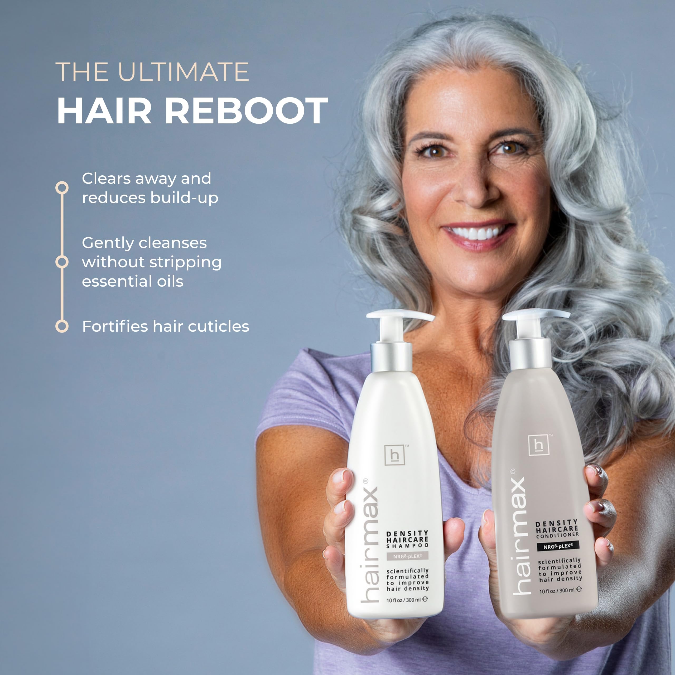 Hairmax Density Conditioner label close-up emphasizing deep hydration