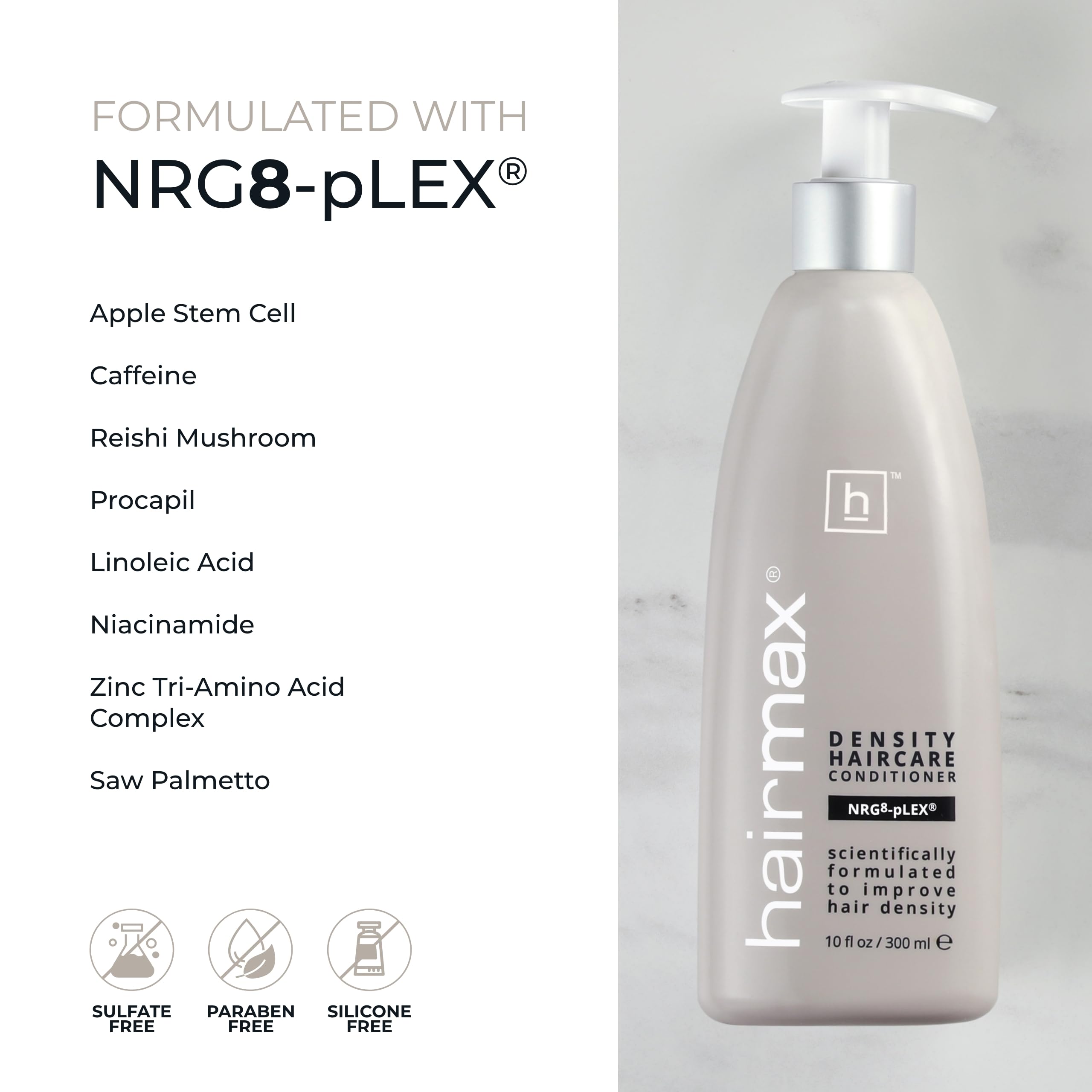 Hairmax Density Conditioner soothing lather emphasizes gentle cleansing and moisture