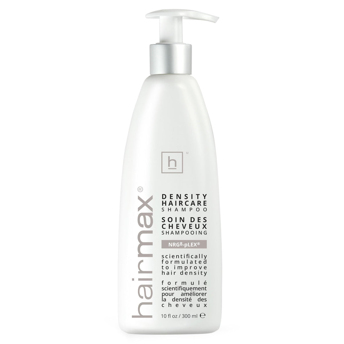 Hairmax Density Shampoo bottle front showcases the premium thinning-hair formula.