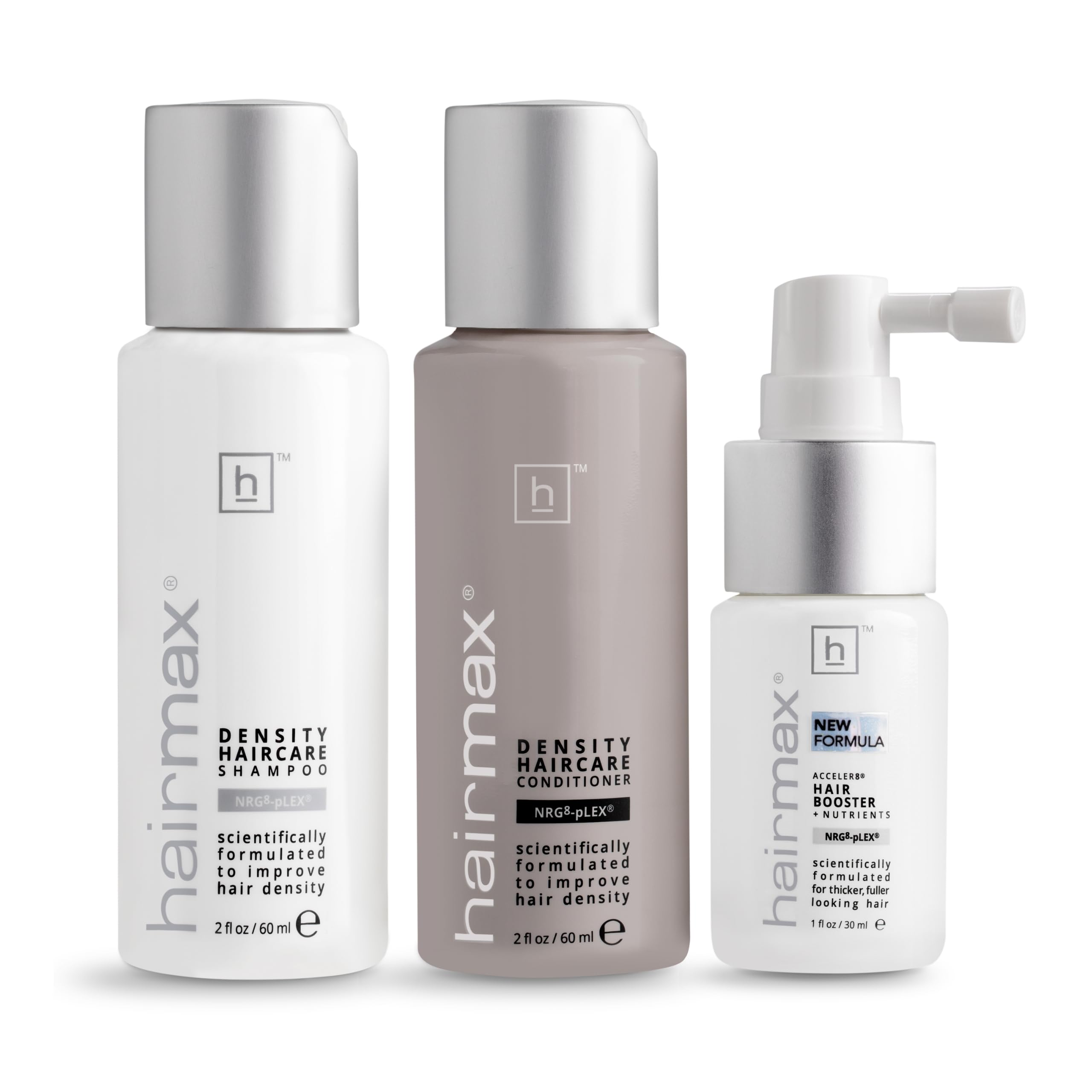 Hairmax Density Shampoo bottle promotes scalp vitality and cleansing.