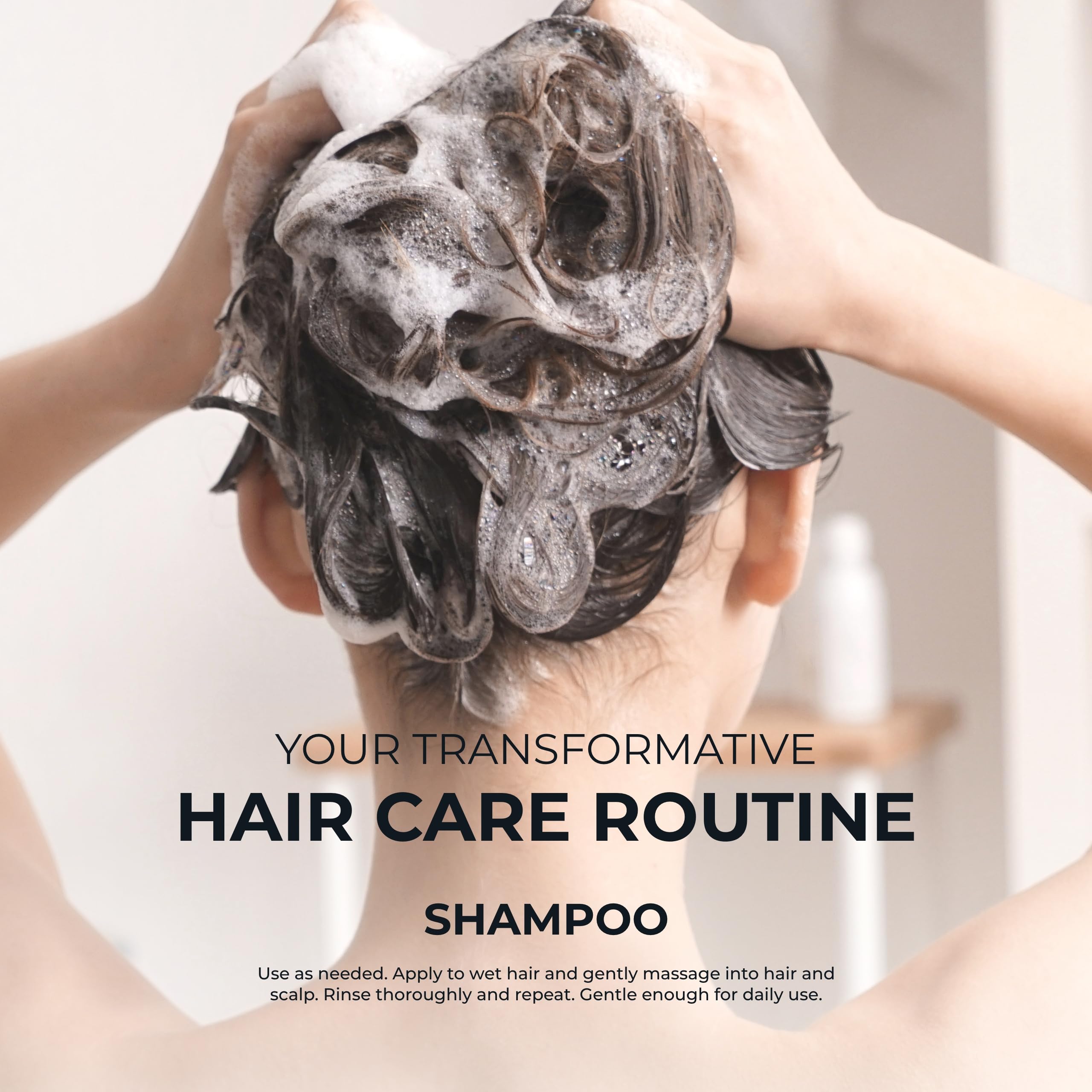 Hairmax Density Shampoo after-wash hair with fuller look.