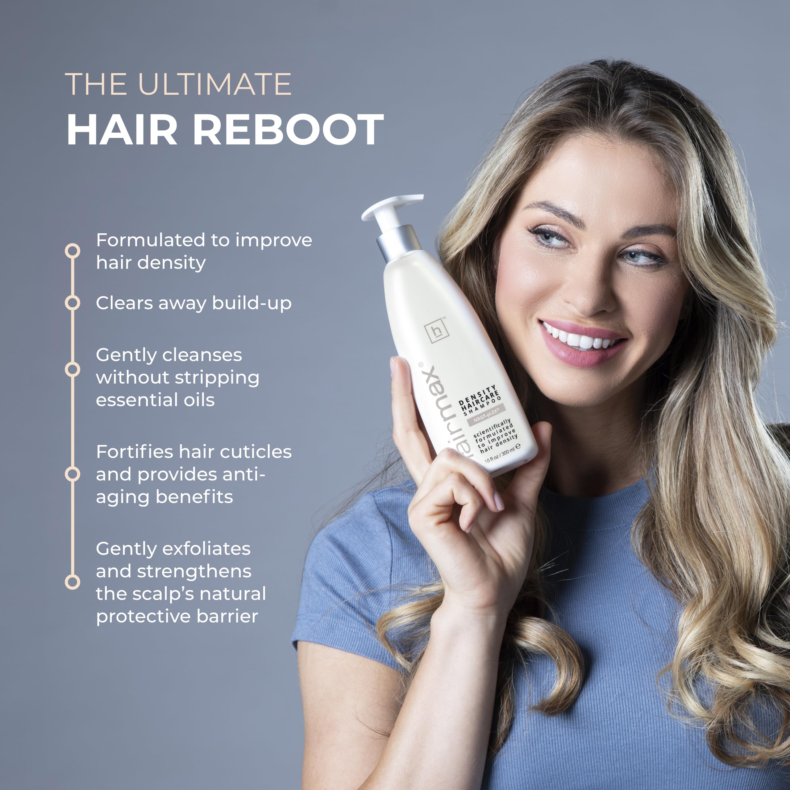 Hairmax Density Shampoo ingredients caffeine and apple stem cells.