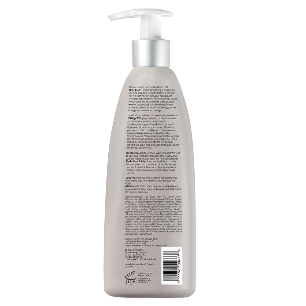 Hairmax Density Shampoo label close-up highlighting caffeine and stem cell ingredients