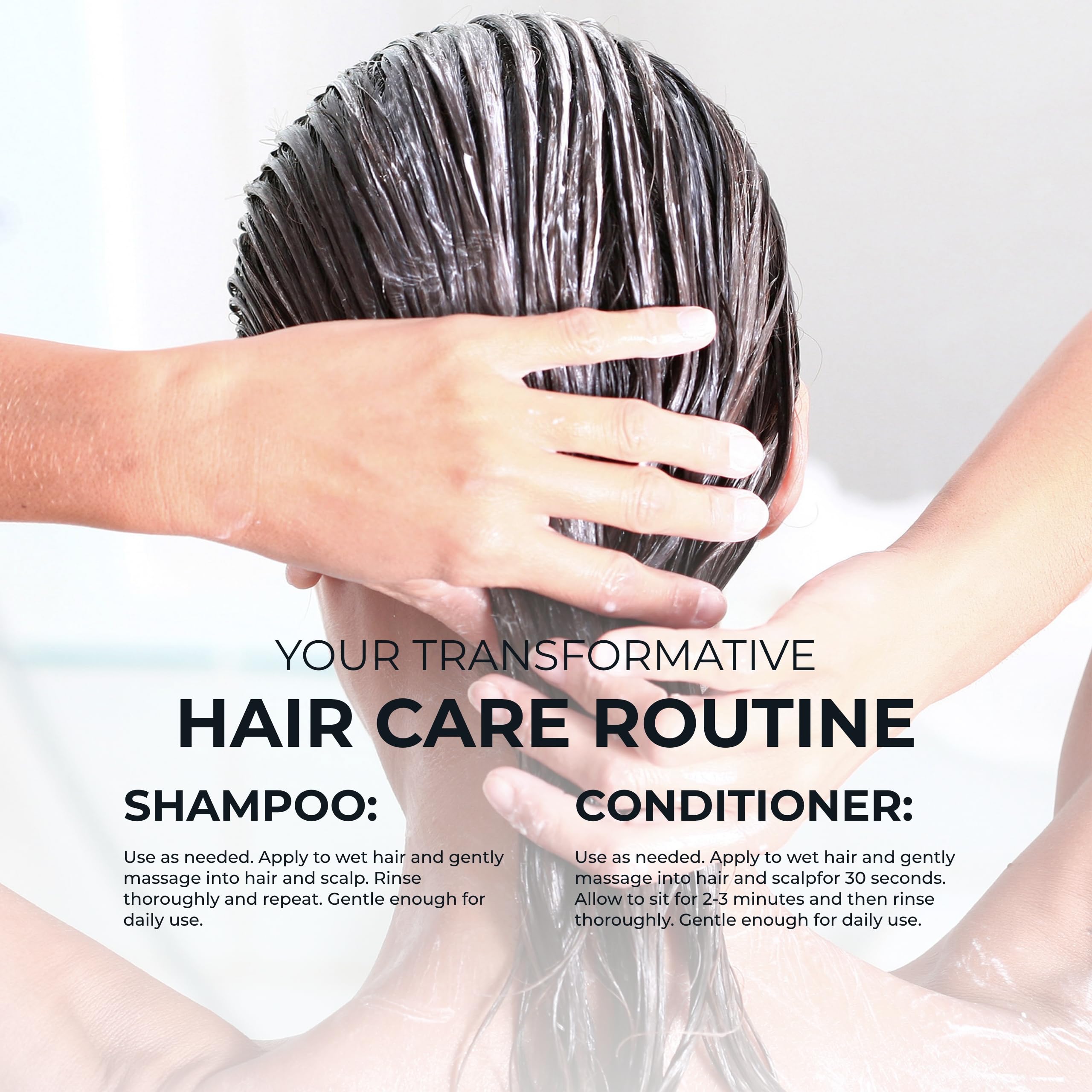 Hairmax Density Shampoo lather scenario; creates gentle cleansing experience.