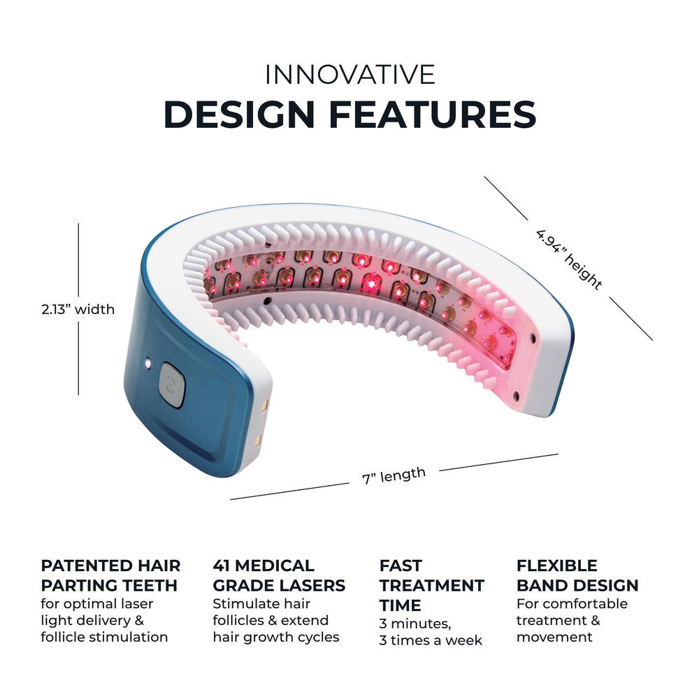 HairMax Laser Band 41 front-angle view showing comfortable fit during use.