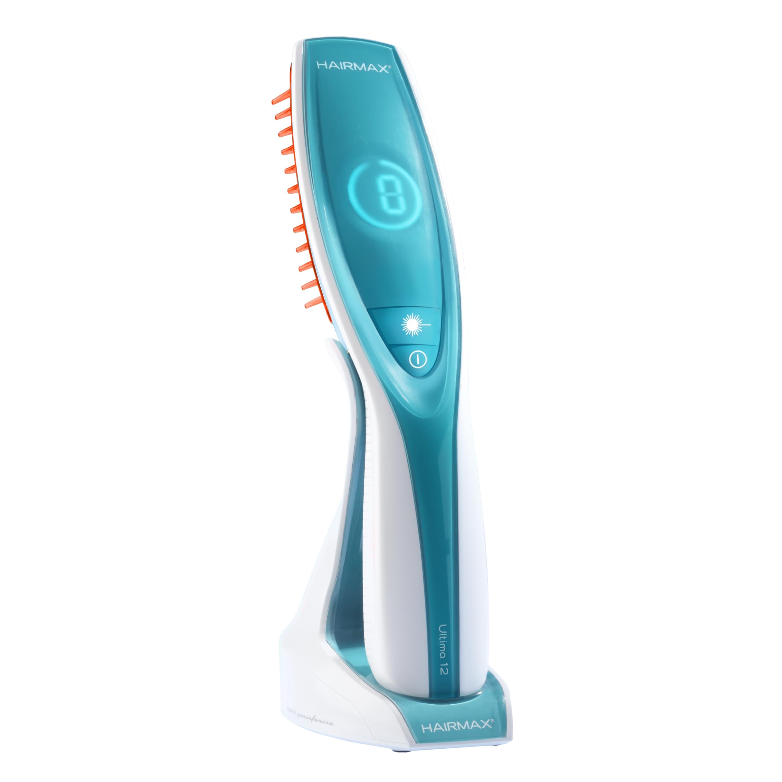 Box includes Hairmax Ultima 12 LaserComb and charging accessories.