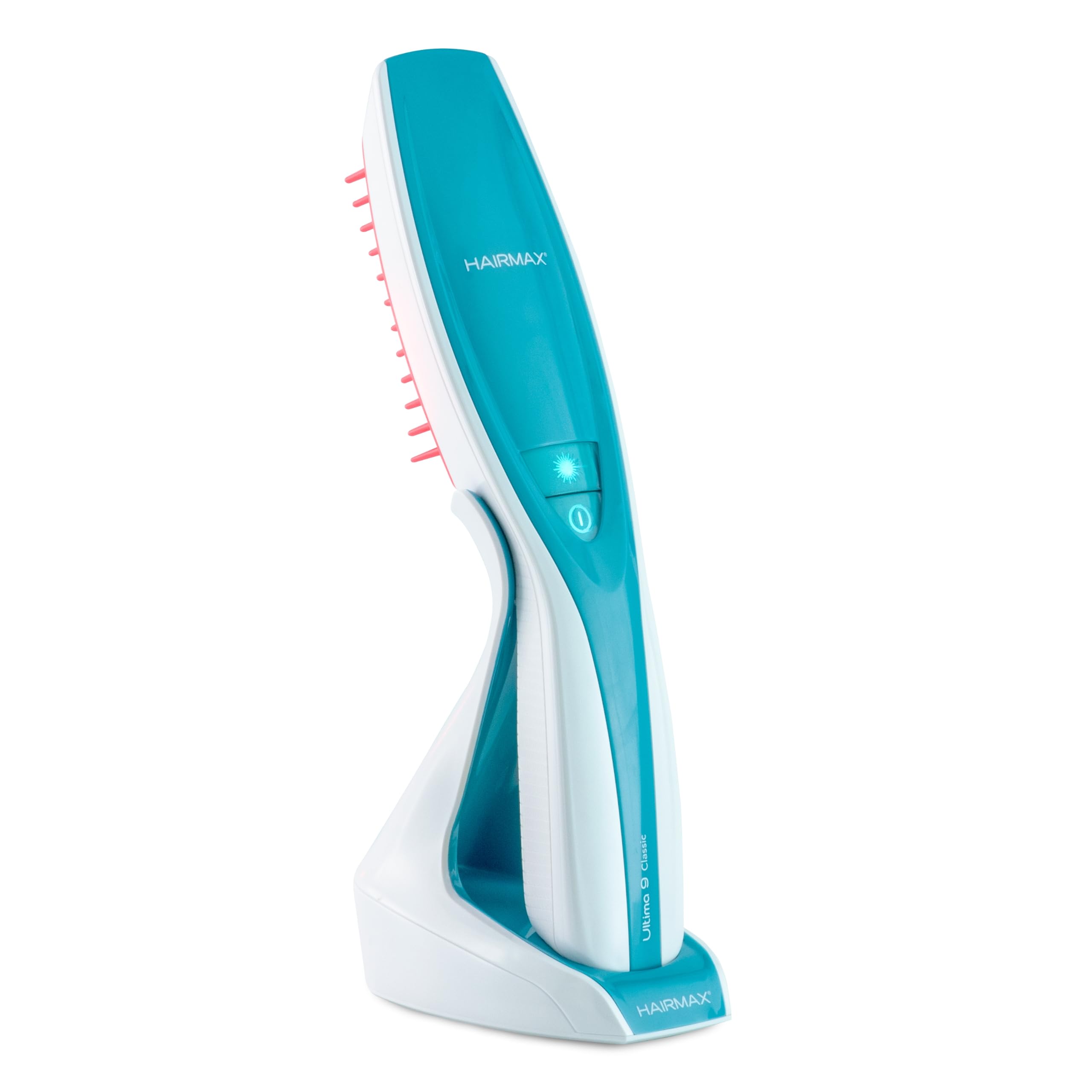 Hairmax Ultima 9 Classic in-use on scalp demonstrating treatment position