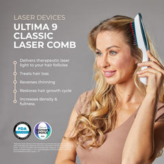Hairmax Ultima 9 Classic lasercomb side view highlighting portability