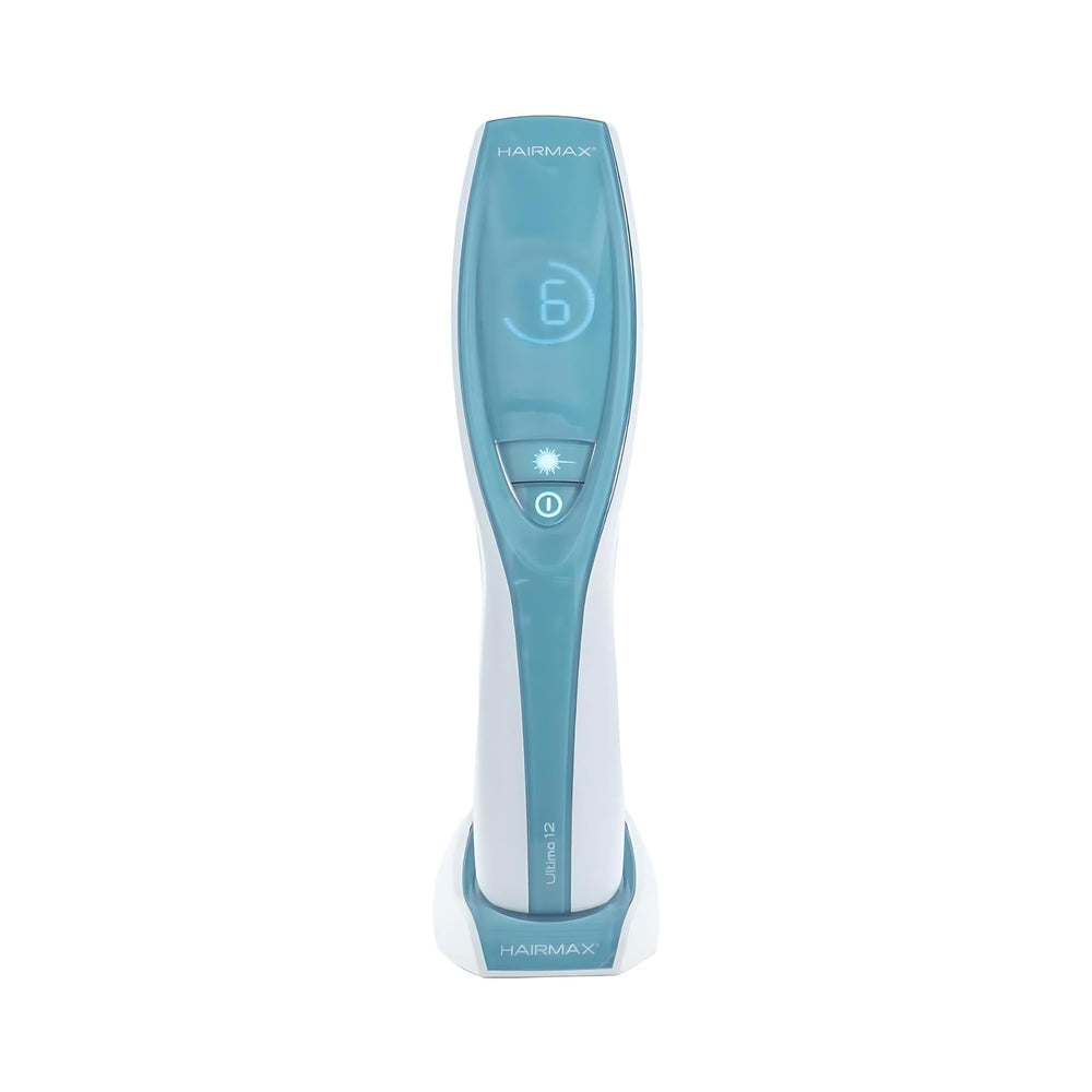 HairMax Ultima 12 LaserComb side view showing ergonomic grip for comfortable sessions.