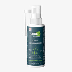 HairMD Transplant Clinical Repair Serum bottle supports post-transplant care.