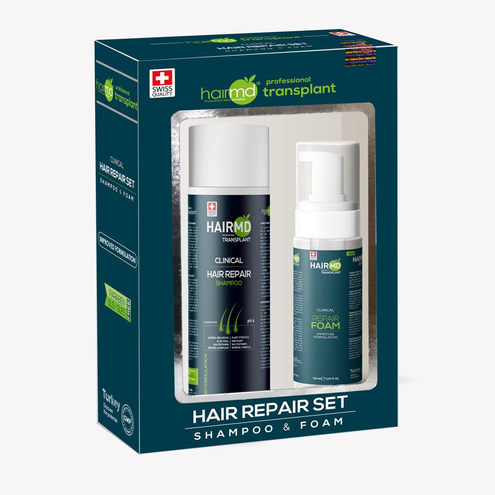 HairMD transplant shampoo 250ml bottle for gentle, hydrating post-transplant cleansing
